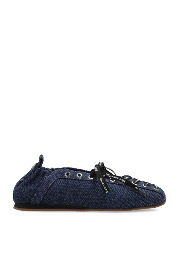 Ganni Laced denim ballet flats