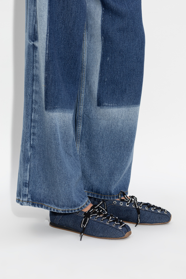 Ganni Laced denim ballet flats