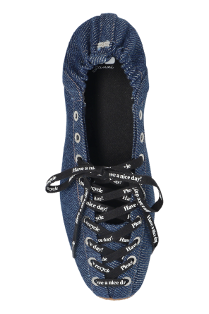 Ganni Laced denim ballet flats