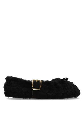 Futrzane ballet flats