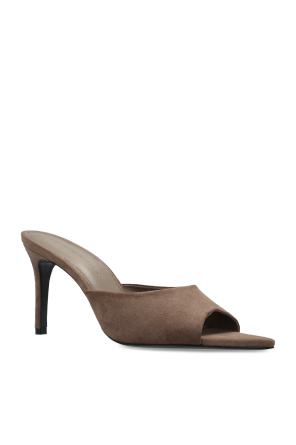 BLACK SUEDE STUDIO Zamszowe klapki na obcasie `Belle`