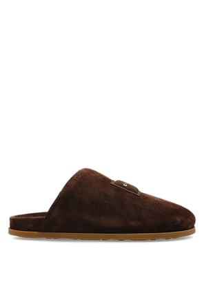 Leather logo slippers