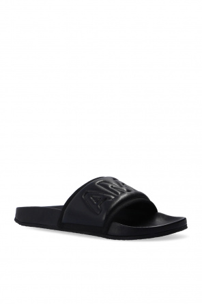 Ambush Leather slides with logo