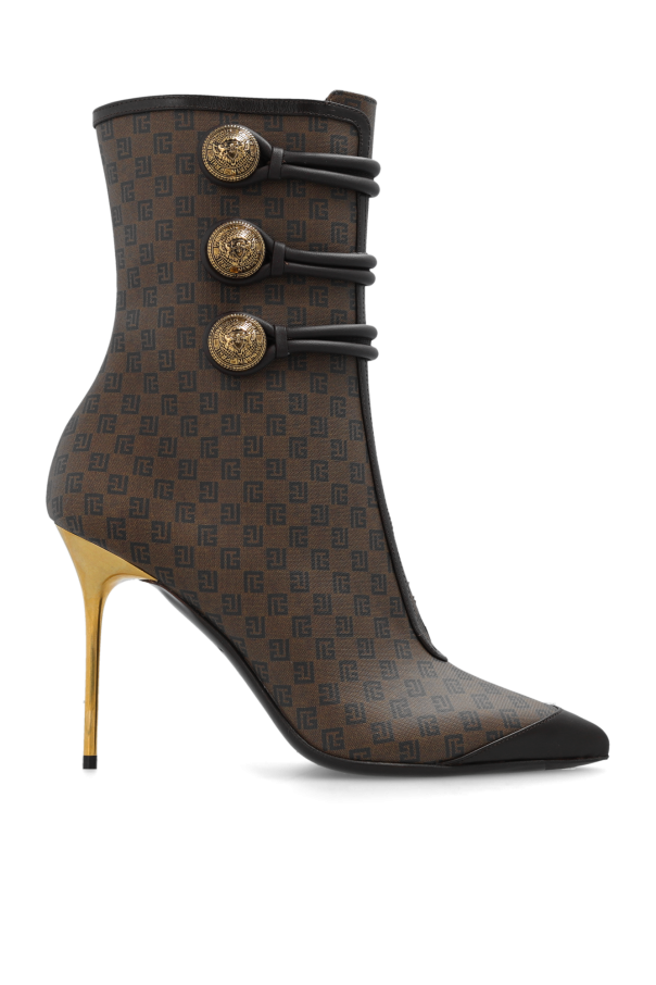 Monogrammed heeled ankle boots od Balmain