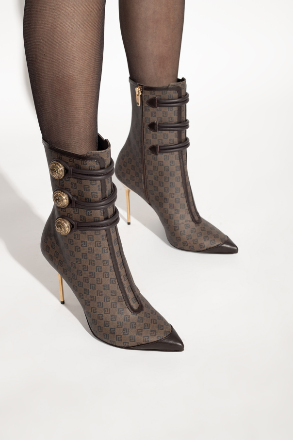 Balmain Monogrammed heeled ankle boots