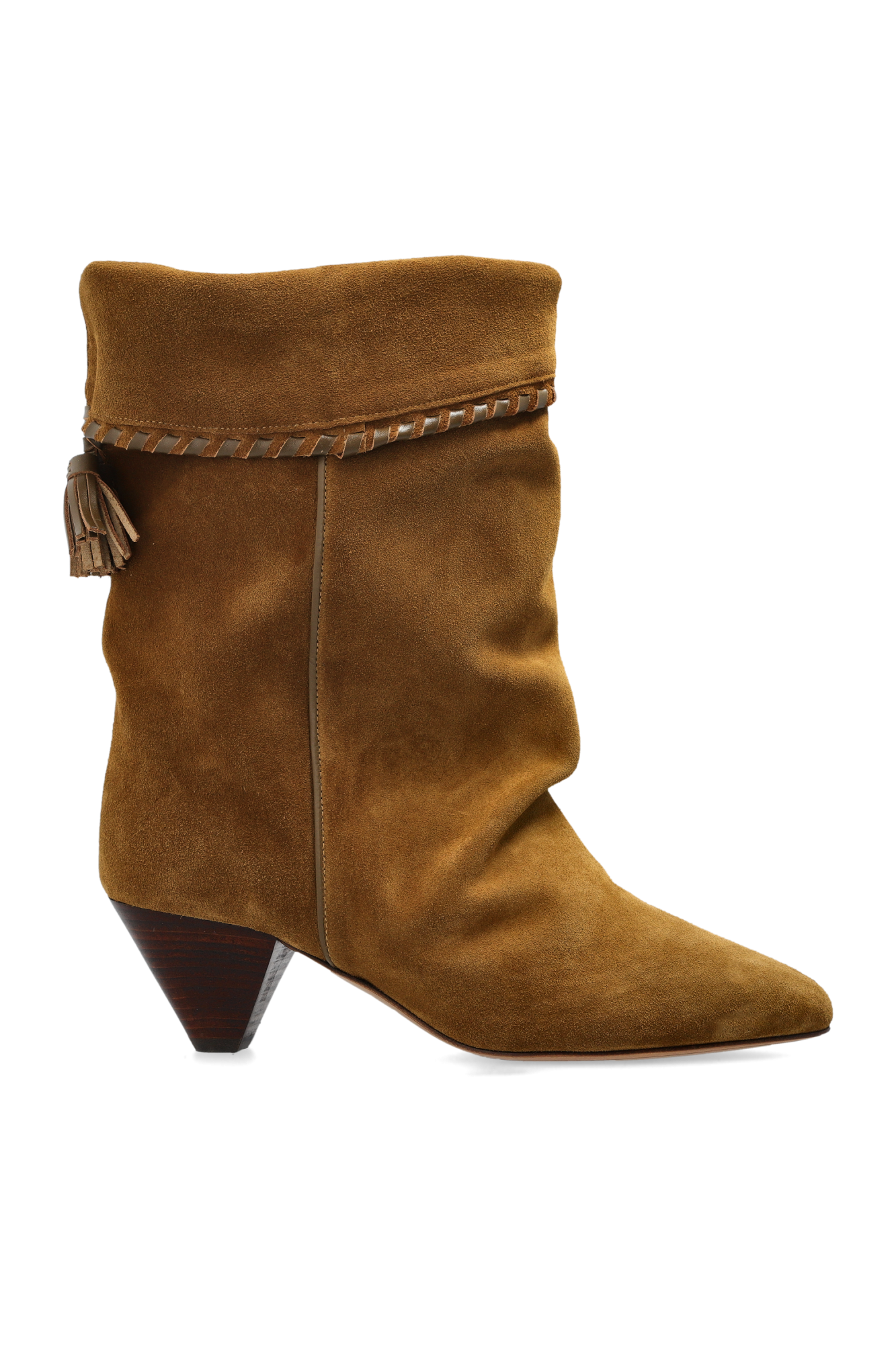 Isabel Marant Dalby Tasseled Leather-trimmed Suede Ankle Boots In Brown