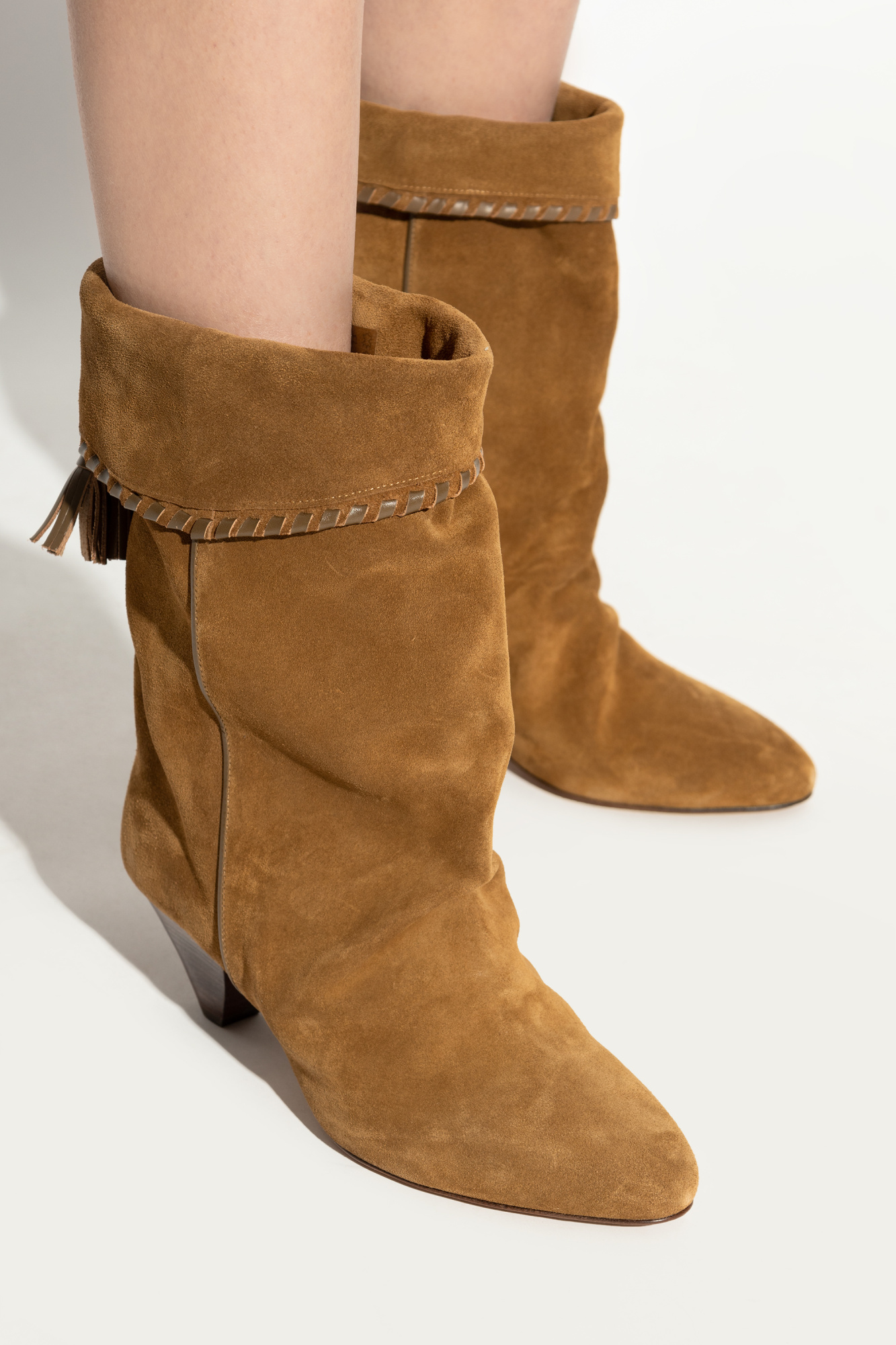 Isabel Marant Dalby Tasseled Leather-trimmed Suede Ankle Boots In Brown
