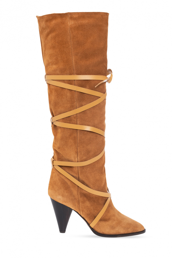 Isabel Marant ‘Lophie’ suede heeled knee-high boots