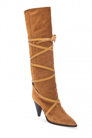 Isabel Marant ‘Lophie’ suede heeled knee-high boots