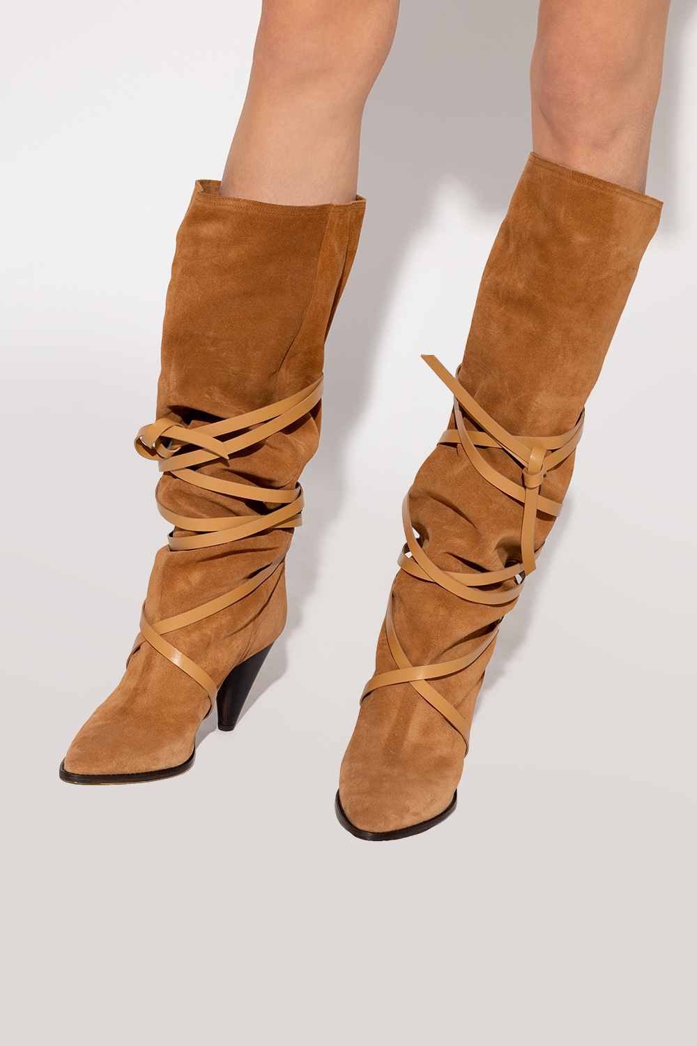 Isabel Marant ‘Lophie’ suede heeled knee-high boots