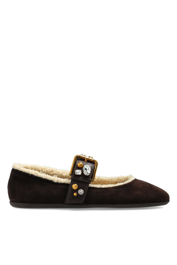Suede ballerinas with shimmering appliqués od Dolce & Gabbana