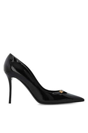 Leather high-heeled pumps