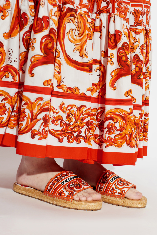 Dolce & Gabbana Klapki ze wzorem `Maiolica`
