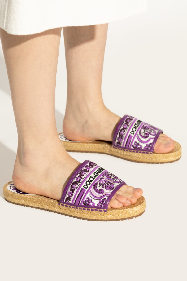 Dolce & Gabbana Slides with 'Majolica' pattern