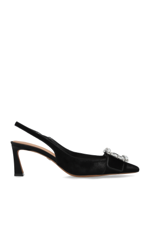 Velvet high-heeled shoes