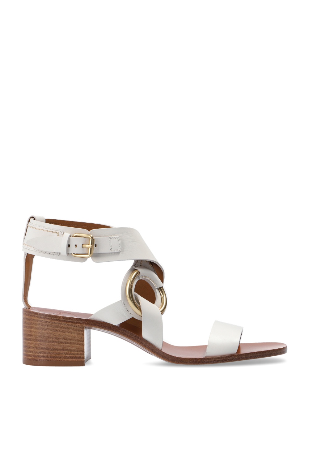 Boutique CHLOE Multi-strap with gold buckles ivory white distressed leather  pumps Retail price €600 Size 36