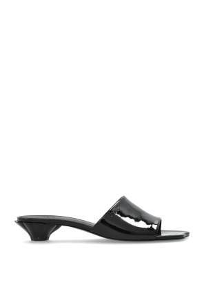 Flower heeled mules