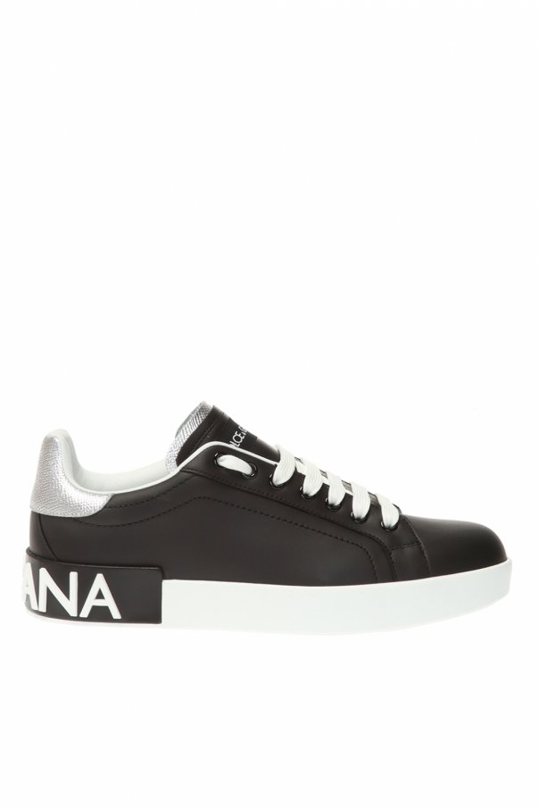 Black calf leather and polyester from DOLCE & GABBANA ‘Portofino’ sneakers