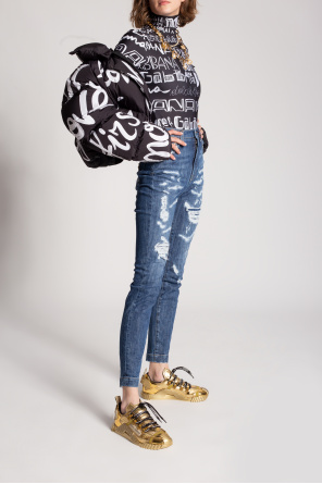 Dolce & Gabbana leopard print drill jeans ‘NS1’ sneakers