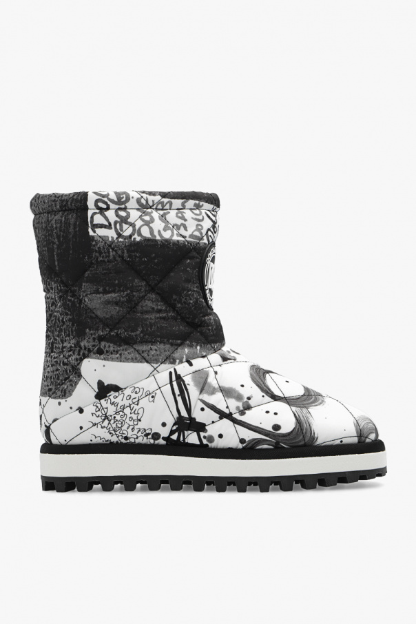 Dolce & Gabbana Kids logo-embroidered denim jacket Quilted snow boots