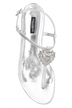 Dolce & Gabbana Klassische Hose mit Nadelstreifen Schwarz Sandały z dekoracyjną aplikacją