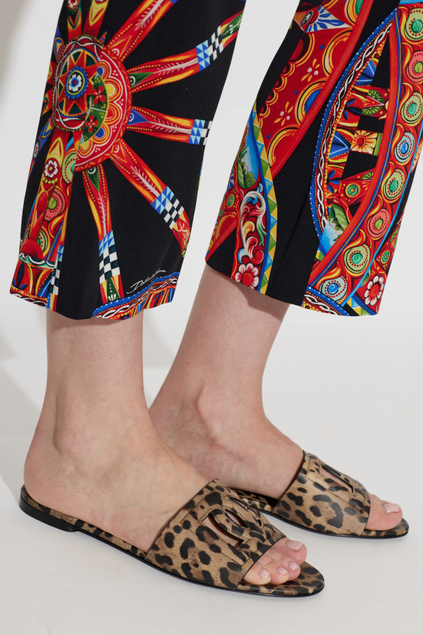 Dolce & Gabbana Sandálias de couro com padrão animal