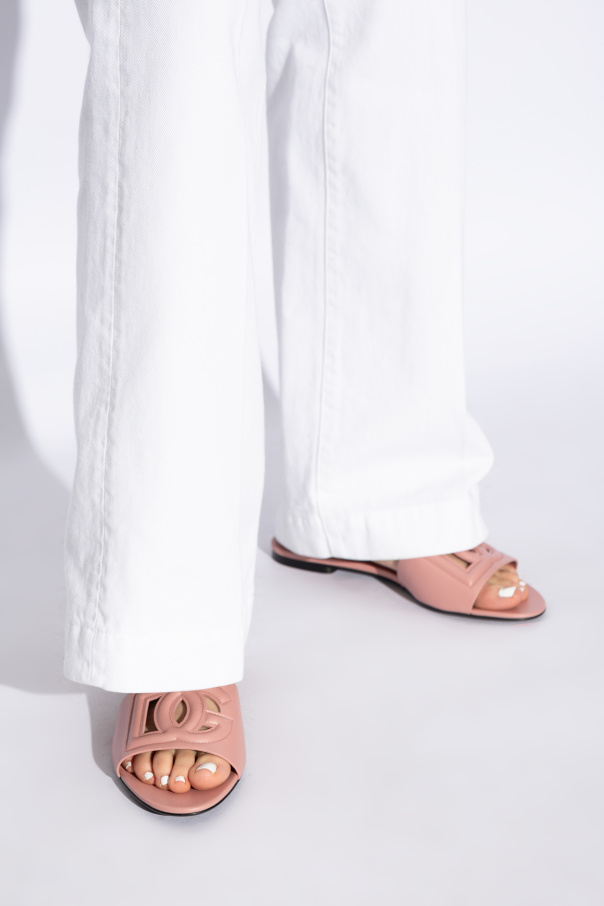 Dolce & Gabbana Leather slides with logo
