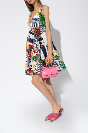 Dolce & Gabbana вечернее платье макси с цветочным декором Slides with logo