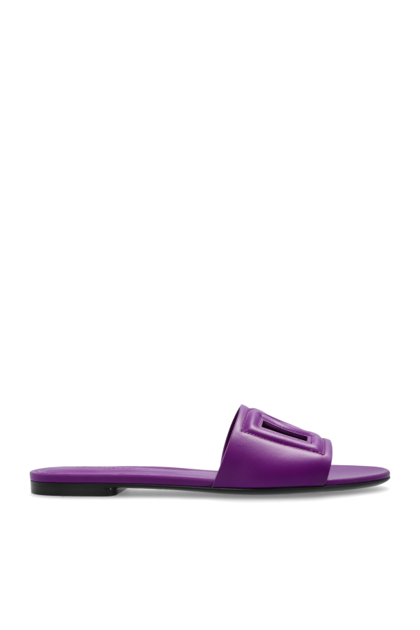 Dolce & Gabbana Skórzane klapki z logo