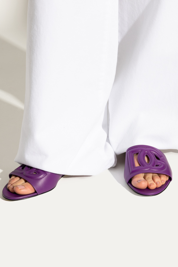Dolce & Gabbana Skórzane klapki z logo