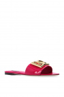 Dolce & Gabbana logo print swim trunks ‘Bianca’ leather slides
