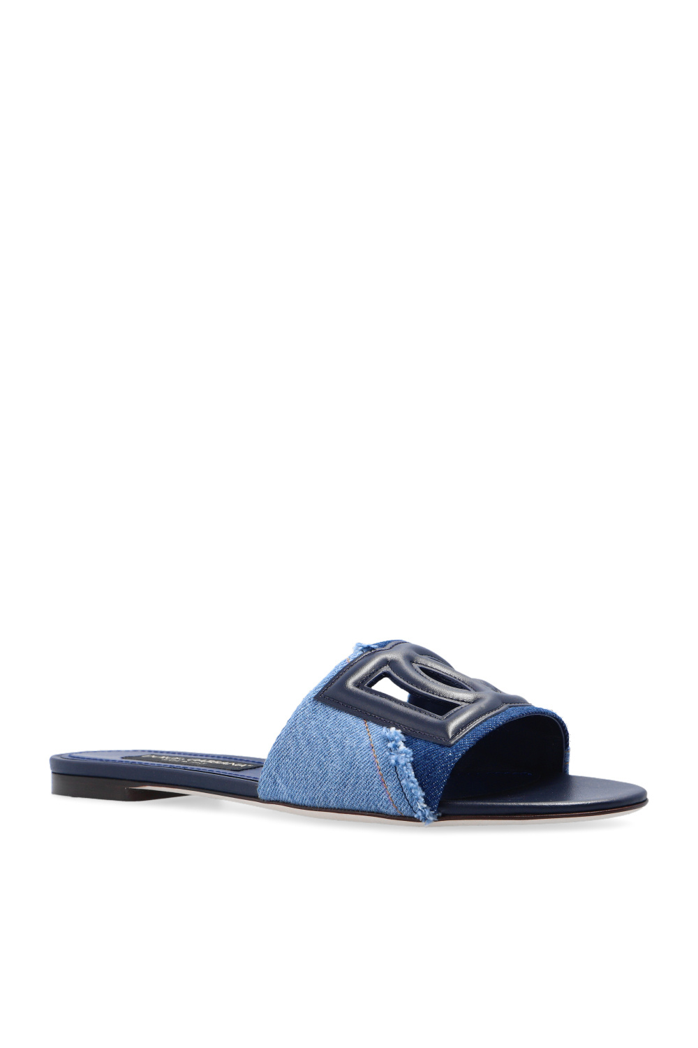 Dolce & Gabbana ‘Bianca’ denim-trimmed slides