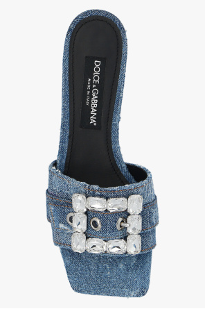 Dolce & Gabbana Jeansowe klapki z dekoracyjną klamrą