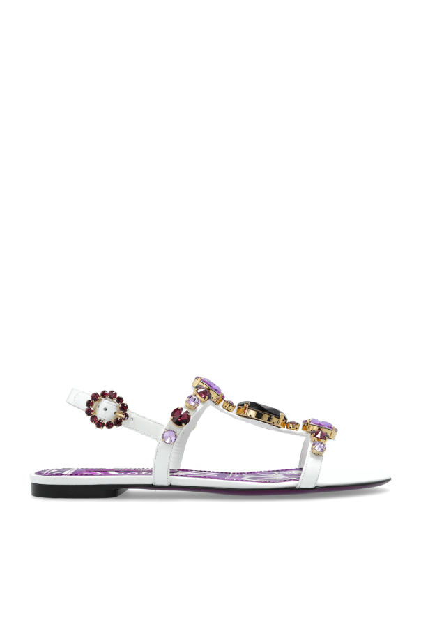 Leather sandals with shimmering crystals, zdjęcie 1 Leather sandals with shimmering crystals od Dolce & Gabbana