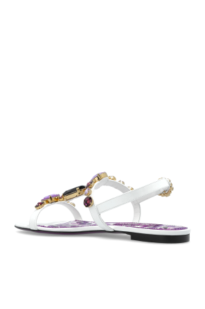 Dolce & Gabbana Leather sandals with shimmering crystals