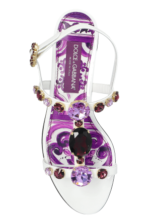 Dolce & Gabbana Leather sandals with shimmering crystals