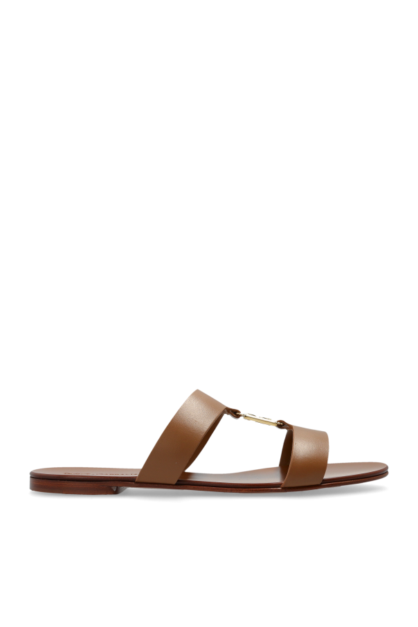 Dolce & Gabbana Leather slides with logo-shaped appliqué
