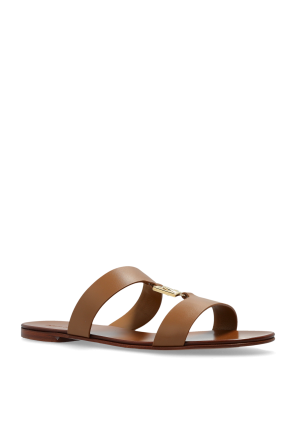 Dolce & Gabbana Leather slides with logo-shaped appliqué