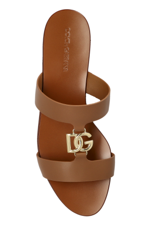 Dolce & Gabbana Leather slides with logo-shaped appliqué