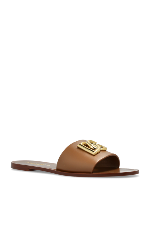 Dolce & Gabbana Leather slides with a logo-shaped appliqué