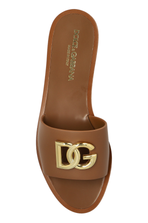 Dolce & Gabbana Leather slides with a logo-shaped appliqué