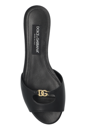 Dolce & Gabbana Lederpantoletten mit Applikation in Form des Logos