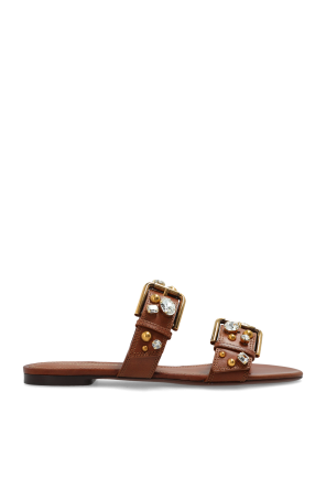 Sandalias de cuero con aplicaciones brillantes