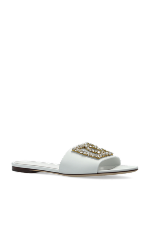 Dolce & Gabbana Sandalias de cuero con aplicaciones brillantes