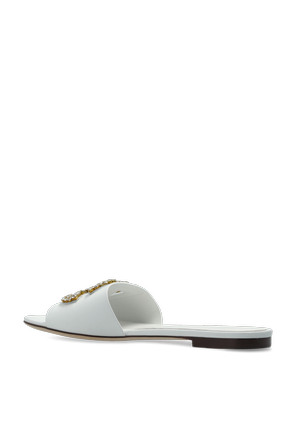 Dolce & Gabbana Sandalias de cuero con aplicaciones brillantes