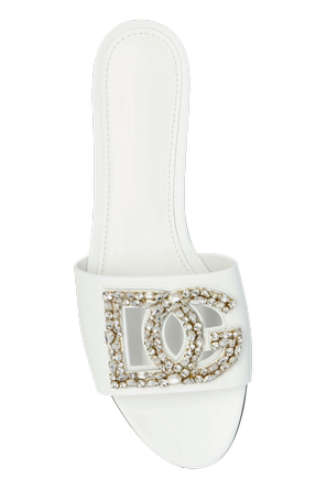 Dolce & Gabbana Sandalias de cuero con aplicaciones brillantes