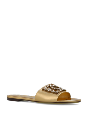 Dolce & Gabbana Leather slides with shimmering embellishments