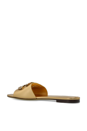 Dolce & Gabbana Leather slides with shimmering embellishments