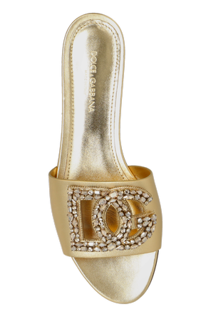 Dolce & Gabbana Leather slides with shimmering embellishments