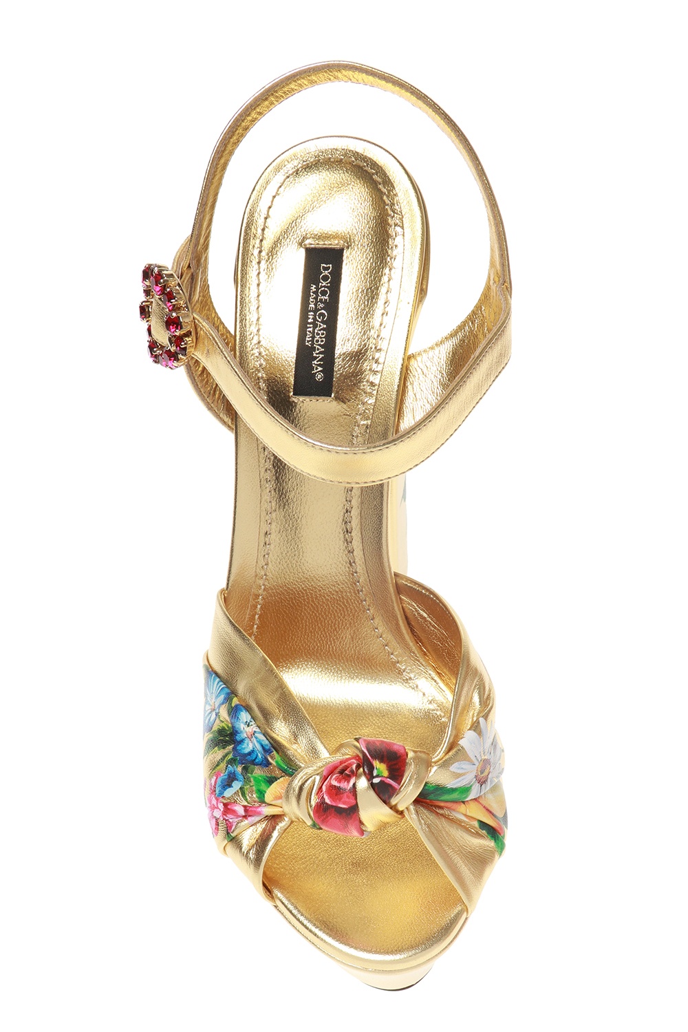 Gold Floral-printed platform sandals Dolce & Gabbana - Vitkac France